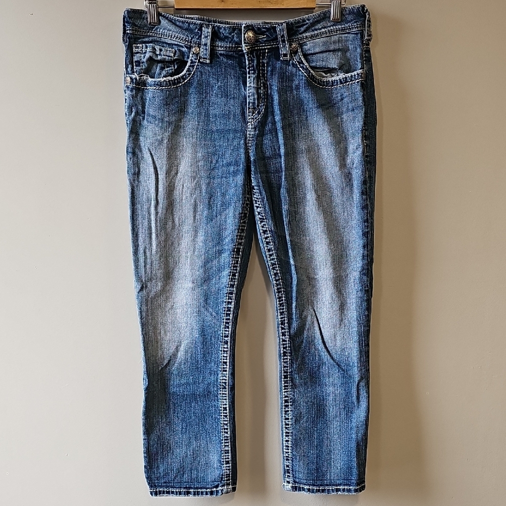 Silver Jeans Natsuki Capri 34x27 Faded Straight Leg Jeans